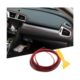 Osilly Car Interior Moulding Trim Strips, 16Ft/5M Universal Electroplating Decoration Filler Insert Strips, Styling Dashboard DIY Flexible Strip, Garnish Accessory with Installing Tool (Red)