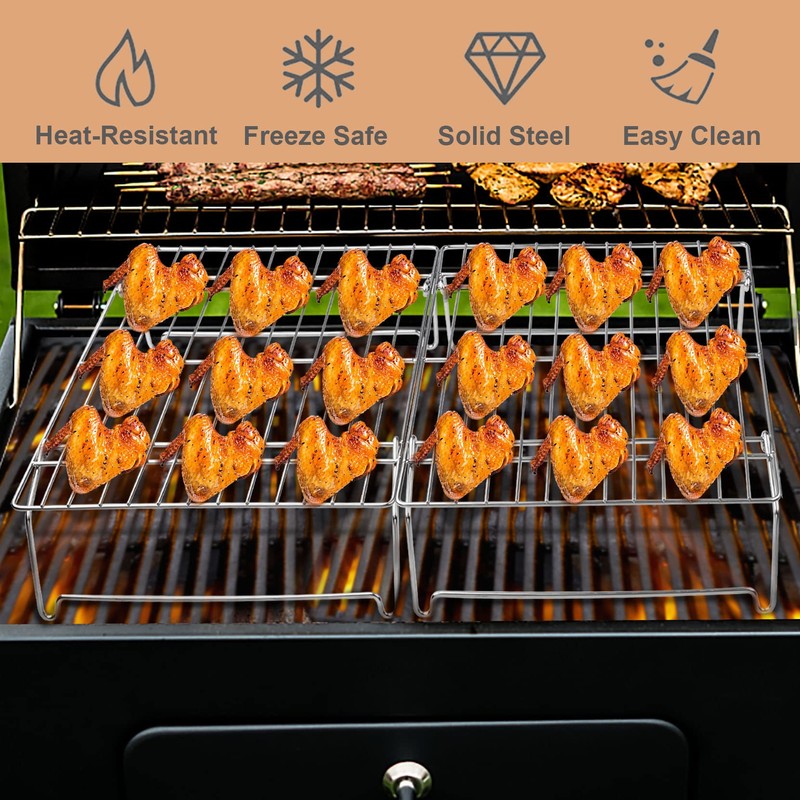 E-far 4-Tier Cooling Rack, 15”x10.1" Stainless Steel Stackable Wire Cooling