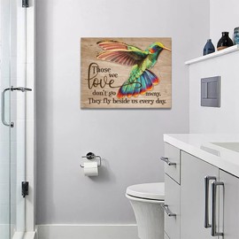 Farmhouse Hummingbird Wall Art Rustic Hummingbird Pictures Wall Decor Country Painting Canvas Prints Modern Home Framed Artwork for Bathroom Bedroom Living Room Kitchen Decoration 16"x12"