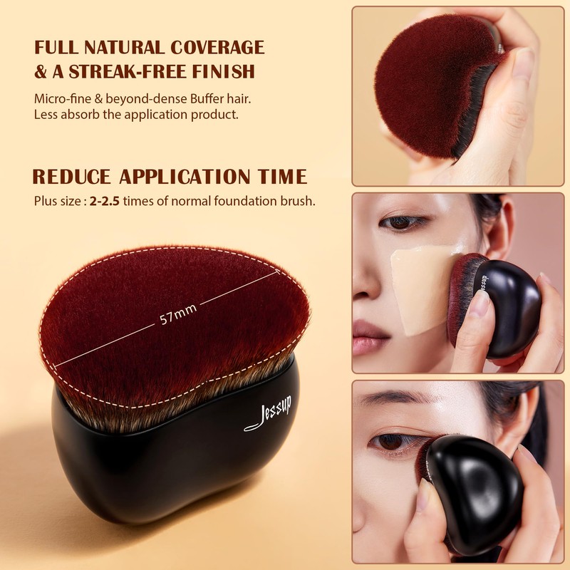 Jessup Foundation Brush with Makeup Sponge Black Makeup Brush with