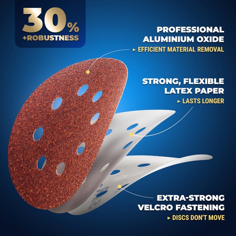 S&R 125 mm Sanding Disc Set, 8-Hole, 100 Pcs. P240
