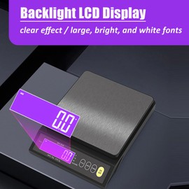 Digital Food Scale, Rechargeable Baking Electric Weight Scale with LCD Display, Electronic Scale with Counting Tare Zeroing Auto Power Off Unit Conversion Function (10kg 0.1g)