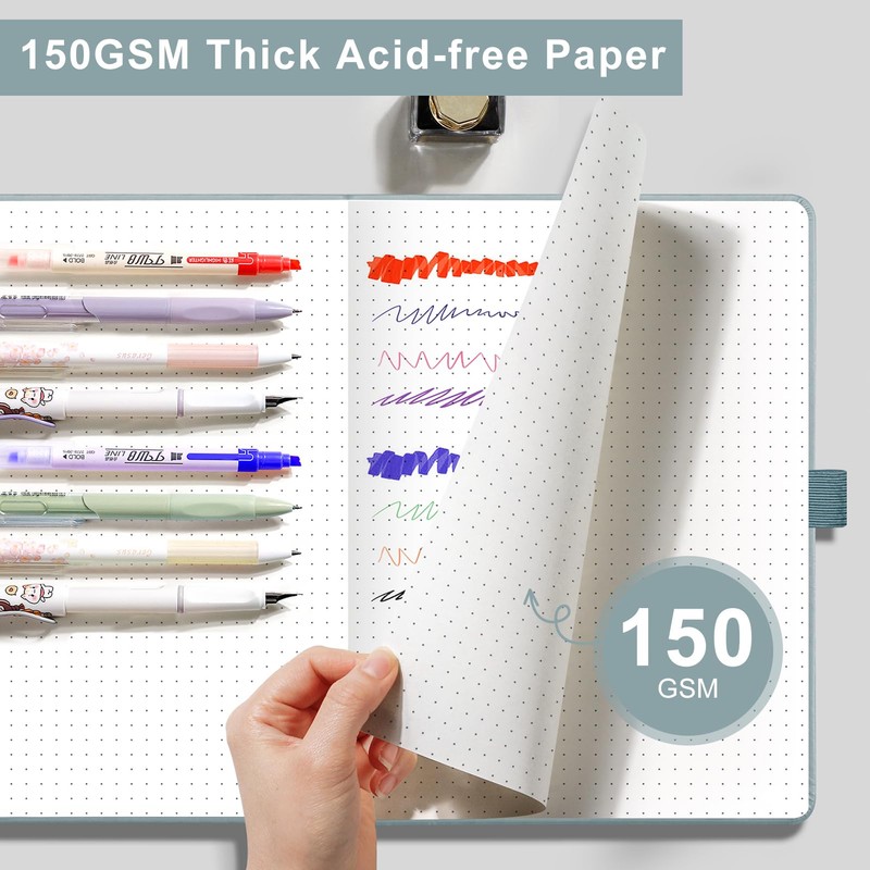 EMSHOI A5 Notebook Dotted Journal - 150gsm Thick Paper, Hardcover