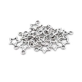 Vintageparts Stars in Antique Silver 12 mm Pack of 20 for Jewellery Making Yourself Star Pendant Star Shape Metal Pendant Necklace Pendant Jewellery Pendant for Bracelets Chains