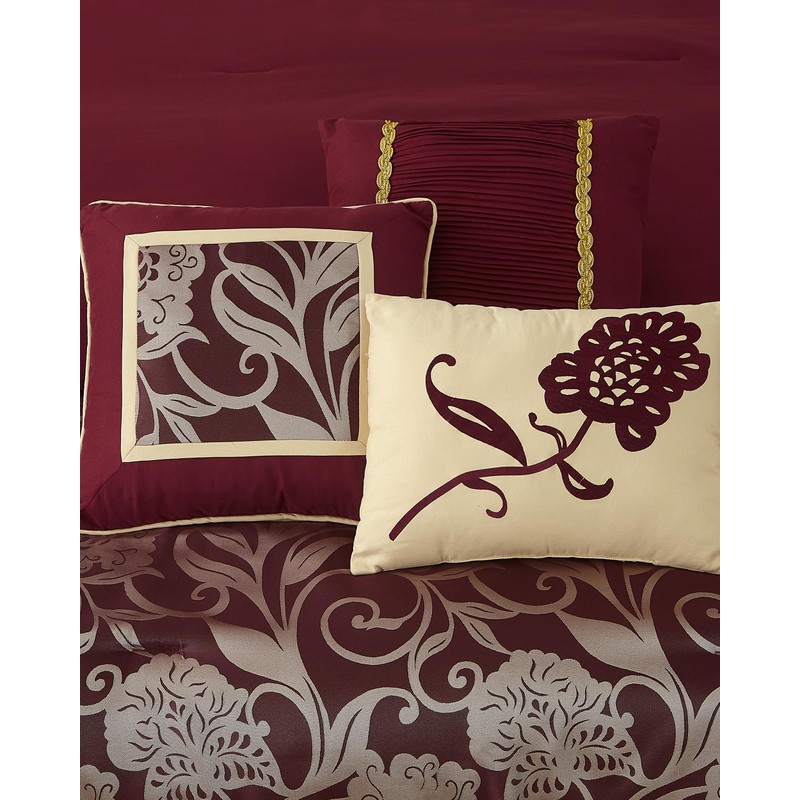 LANCO MODERN LIFESTYLE California King Comforter Set, Red Gold, Luxury