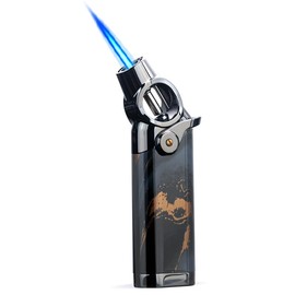 HONEST Single Jet Flame Butane Lighters Refillable Torch Lighters Adjustable Gas Lighter Windproof Lighters Gift for Men BBQ Grill Camping (Black)