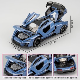 BGHSCA 1/32 McLaren Senna Car Model, Collecting McLaren Senna Super Sport Diecast Car Toy with Sound and Light, Zinc Alloy Pull Back Blue Toy Vehicle for Adults Boys Girls