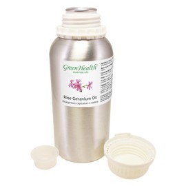 GreenHealth Essential Oil – 16 fl oz (473 ml) Aluminum Bottle w/Plug Cap – 100% Pure Essential Oil – GreenHealth (Rose Geranium)
