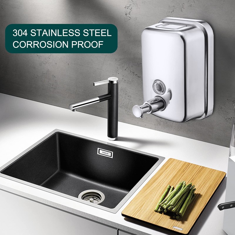 VANNSOO Commercial Soap Dispenser Wall Mount Stainless Steel Manual Liquid