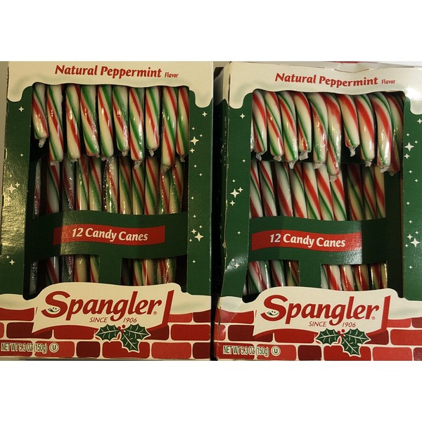 SHIP24-Spangler Natural Peppermint Flavor Candy Canes 2 Boxes 5.3 oz Ea Of 12pcs
