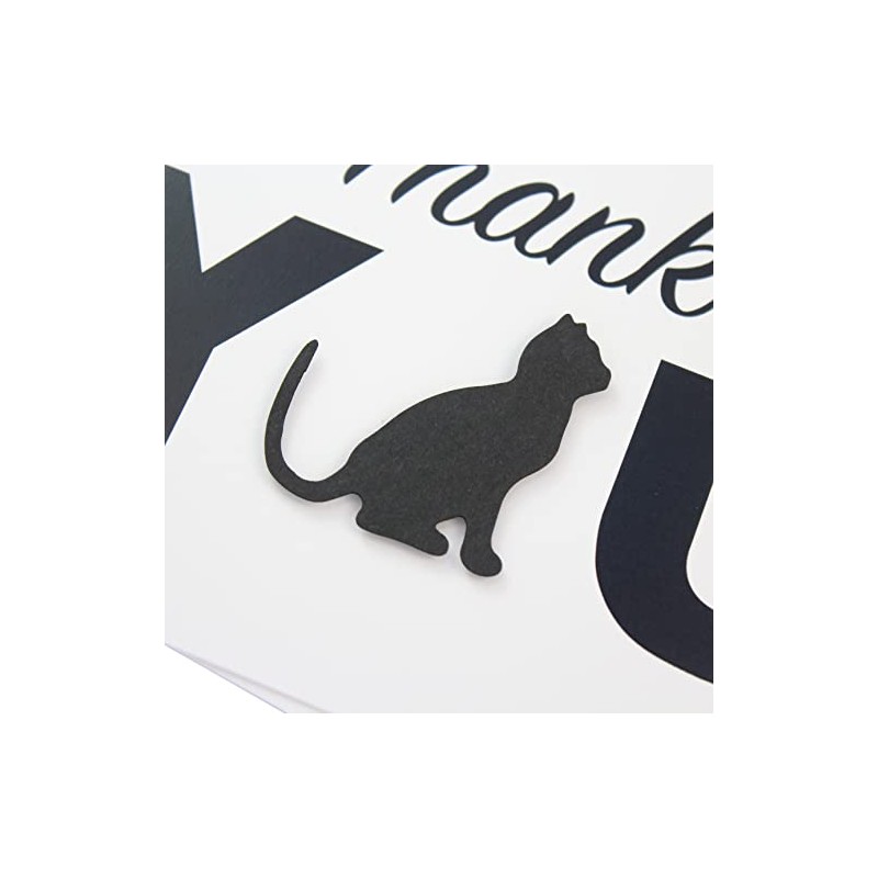 Cat Thank You Greeting Notecard Handmade 5x7 card black cat