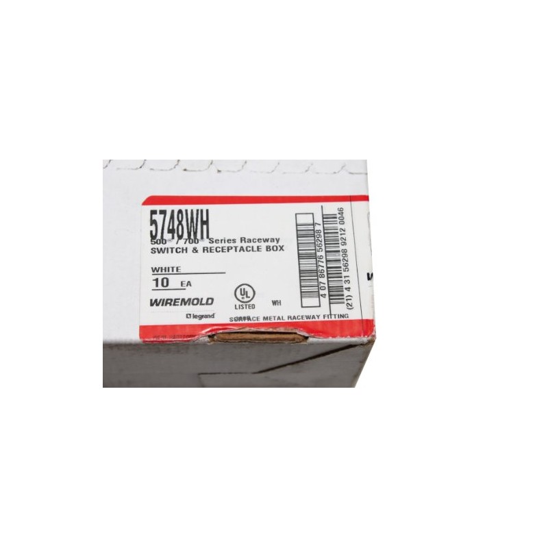 Wiremold 5748 White Raceway Switch & Receptacle Box