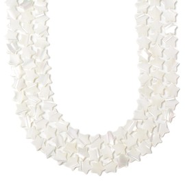JM Design Iridescent White Mother of Pearl MOP Shell Star Beads 8mm 15.5'' Strand for Jewelry Making
