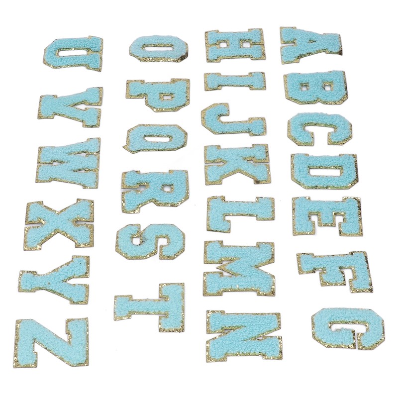 26 Pcs Iron On Letters A to Z Blue Letters
