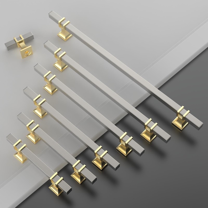 Asidrama 10 Pack 3 Inch(76mm) Brushed Satin Nickel and Gold