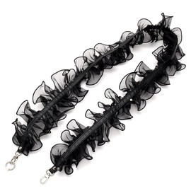 Rename Ruffled Strap, Smartphone Shoulder Tulle, Outdoor, Neck Hanging, Cute, Cute, Black