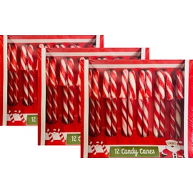 Christmas Candy Canes 3 Pack (36 Pieces) Classic Red and White, Strawberry Flavor for Holiday Family Indulgement -Kosher Bulk Candy Canes Individually Wrapped for Kids and Adults, Great Candy Cane Gift Set