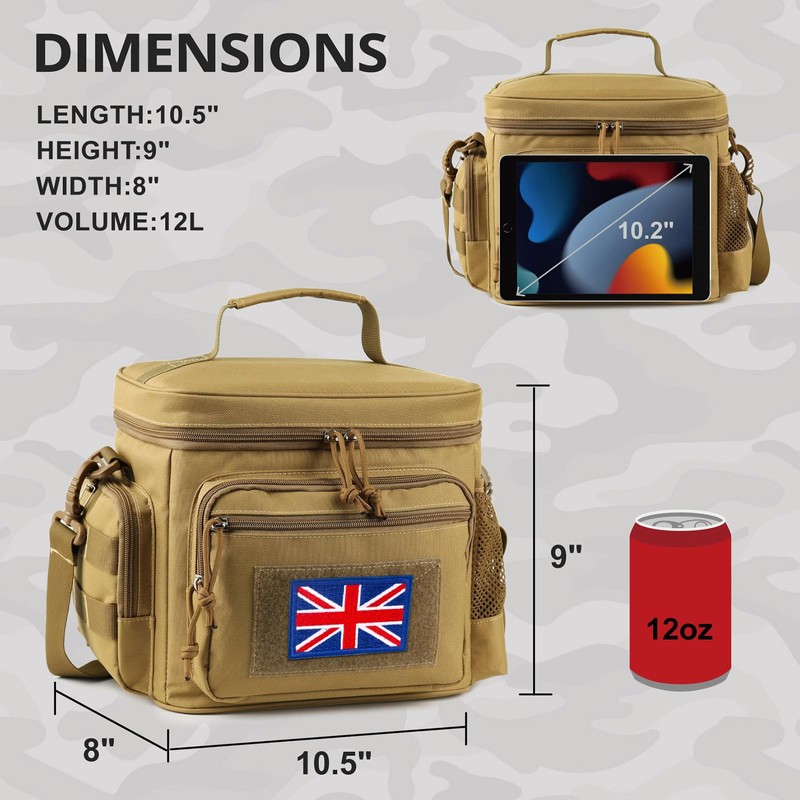 Tactical Lunch Bag for Men, Insulated Leakproof Lunch Box for