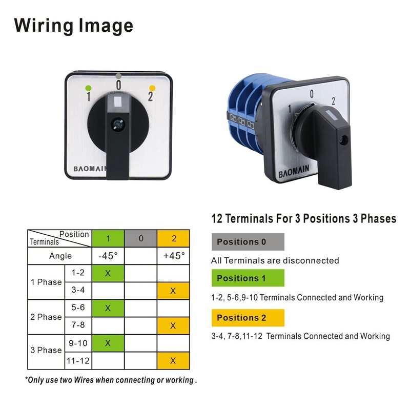 Baomain Universal Rotary Changeover Switch LW28-32/D303.3D with Master Switch Exterior