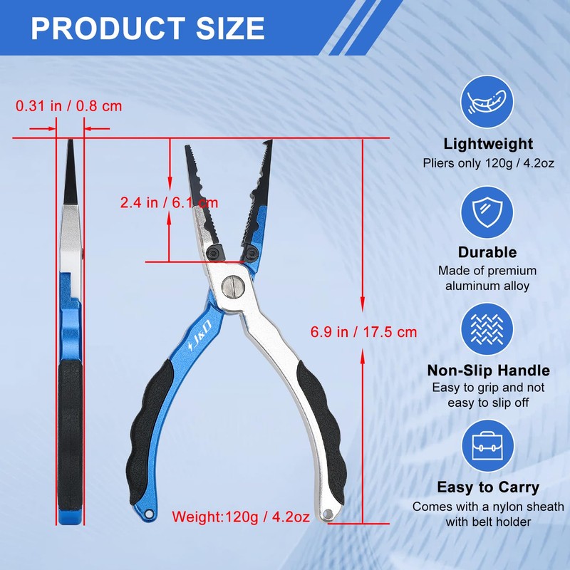 J&D Fishing Pliers, Aluminum Alloy Fishing Pliers Multi-Functional Lightweight Multi-Functional