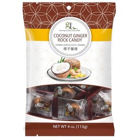 GT Coconut Ginger Rock Candy, 4 Ounce Bag, 1 Pack
