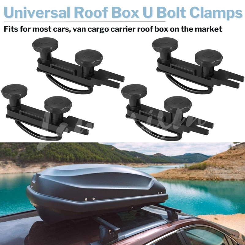 4 Pcs Roof Box U-Bolt Clamps, Upgraded Rooftop Cargo Carrier