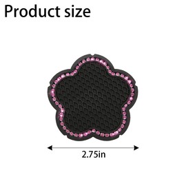 BELOMI 4PCS Bling Car Cup Holder Coaster, 2.75 Inch Crystal Anti-Slip Vehicle Cup Holder Insert Coaster, Rhinestone Cute Plum Blossom Pattern Auto Drink Mat, Universal for Women Girls(Pink)