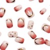 Short Press on Nails Square Fake Nails Rose Red Gradient