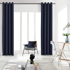 JSFLY Blackout Curtains for Bedroom Thermal Insulated Light Blocking Room Darkening Curtains Solid Grommet Window Drapes for Living Room, Set of 2 Curtain Panels 42 W x 54 L inch Long Navy
