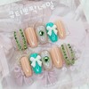 Beige chain handmade nail tip - Square L / 베이지