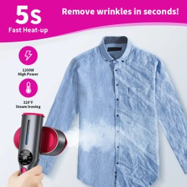 Portable Garment Steamer for Clothes – 7 Modes with LED Display, 5s Fast Heating, 90° Swivel Handle, Travel-Friendly Clothing Iron, Ideal Gift