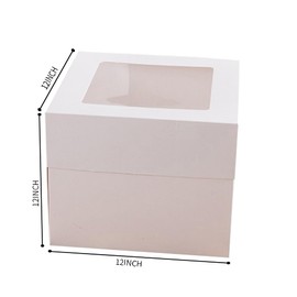 KoberrLi KoberrLi 2 Pack Cake Boxes with Ribbons 12x12x12 inch Tall Large White Bakery Square Cake Boxes with Window for Weddings Birthdays Decorating