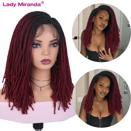 Lady Miranda Full Lace Dreadlock Wig with Baby Hair Pre Plucked Knotless Square Part Faux Locs Wig Braided Wigs for Black Women Full Lace Wigs Dreadlocks Crochet Hair for Black Women (1B/BUG)