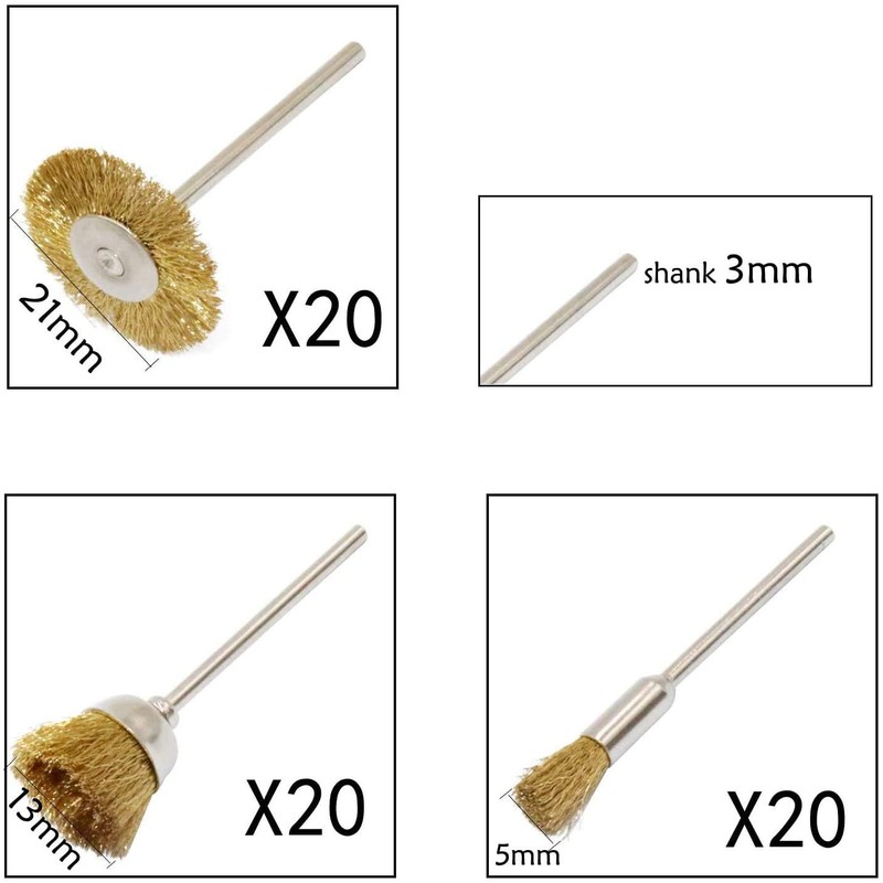 PHYHOO Brass Wire Brushes Cup Wheels Polish Cleaning Brush Kit