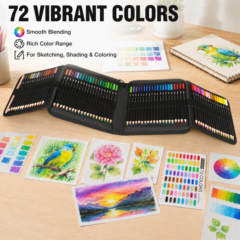 KALOUR 72 Colored Pencils Set, Blending Pencil Sketchbook DIY Color