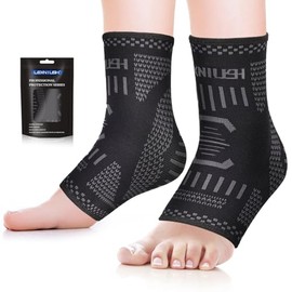 Lexniush Ankle Brace Pack of 2, Ankle Brace for Right/Left, Ankle Brace for Plantar Fasciitis, Achilles Tendon, Arthritis, Orthopaedic Foot Bandage for Women Men Sports, Black Grey M
