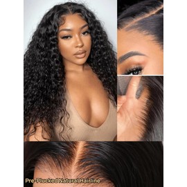 Julia Hair 12A Bye Bye Knots Glueless Wig Water Wave 7x5 Pre Cut HD Lace Closure Wigs Human Hair Wear and Go Pre Plucked for Beginners Wet Wavy Lace Front Wigs Brazilian Hair Natural 20 Inch