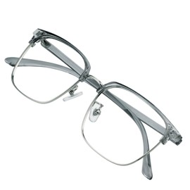 VisionGlobal Blue Light Blocking Glasses for Computer Reading, Anti Glare Lenses Help Reduce Eye Strain and Fatigue, for Women/Men (Clear Gray, 2.00 Magnification)