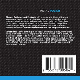 Rolite Metal Polish Paste – 4.5oz, Industrial Strength Polishing Cream for Aluminum, Chrome, Stainless Steel & Other Metals, 1 Pack