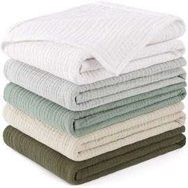 Susurration Muslin Cloths Baby Burp Cloths, Pack of 5, 100% Cotton Burp Cloths Baby for Boys and Girls, Soft, Breathable and Extremely Absorbent Muslin Cloth for Baby 60 x 60 cm (Green)