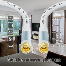 GOSYSONG White RG6 Coaxial Cable 30ft Super Speed Internet, Broadband and Digital TV Aerial, Satellite RG6 Coaxial Extension Cable