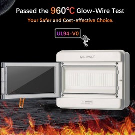 QILIPSU Next-Generation 12 Way Circuit Breaker Box, V0 PC/ABS Alloy Plastic IP65 Waterproof DIN Rail Enclosure with Bus Bars, Solar Power Distribution Panel for Indoor and Outdoor Use