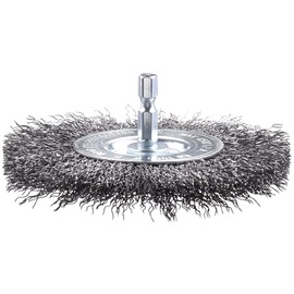 kwb Disc Brush, Coarse, HSS Steel Wire, Diameter 100 mm for Metal and Stone, Wire Brush for Drill Machine incl. E6.3 Hex Shank for Rust Removal, Descaling, Roughening and Cleaning, Pack of 1