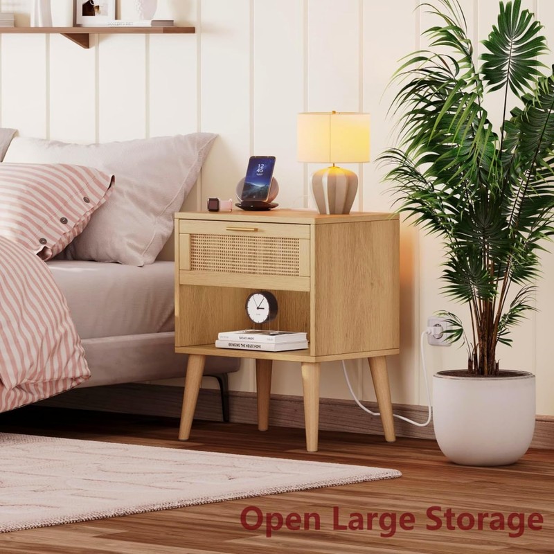 Irontar 17.7'' Wide Rattan Nightstand Set of 2, Bedroom Night