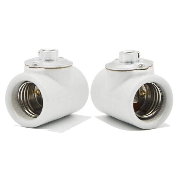 Dual Bulb Socket, Medium Base E26 Double Light Fixture Socket,Screw Fixing Porcelain E26 Twin Light Socket with Bushing