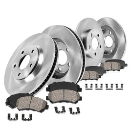 Callahan Brake Parts FRONT 281.7mm + REAR 260mm Premium OE 4 Lug [4] Brake Rotors + Ceramic Pads + Clips CRK13012 [fit Honda Prelude VTEC]
