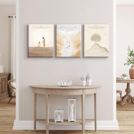 LSXARTQQ Set of 3 Christian Canvas Wall Art Bible Verses Wall Decor Boho Religion Pictures Prints Christ Jesus Wall Art Scripture Paintings Wall Art Artwork for Living Room Bedroom Church(12x16inch)