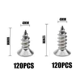 SyiXute Pack of 240 M4 Self-Tapping Screws, 304 Stainless Steel Phillips Screws, 10 mm/12 mm Countersunk Wood Screws with Storage Box for Machines Renovation and Construction