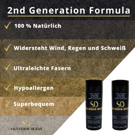 Salvathor Duran Hair Fibres 25 g - Scattered Hair for Hair Thickening Pack of 2 - Shuthair (Black)