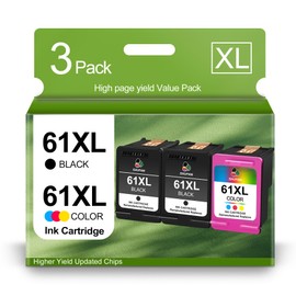 61XL Ink Cartridge Black and Color Combo Pack Remanufactured for HP 61 XL 61 Work with HP Envy 4504 4505 DeskJet 2000 2546 Officejet 2542 2543 Printer (2 Black, 1 Color)